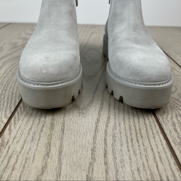 Franco Sarto Balin Lug Sole Ankle Short Booties 9.5M Aluminum Suede/fabric $139 - Picture 4 of 9